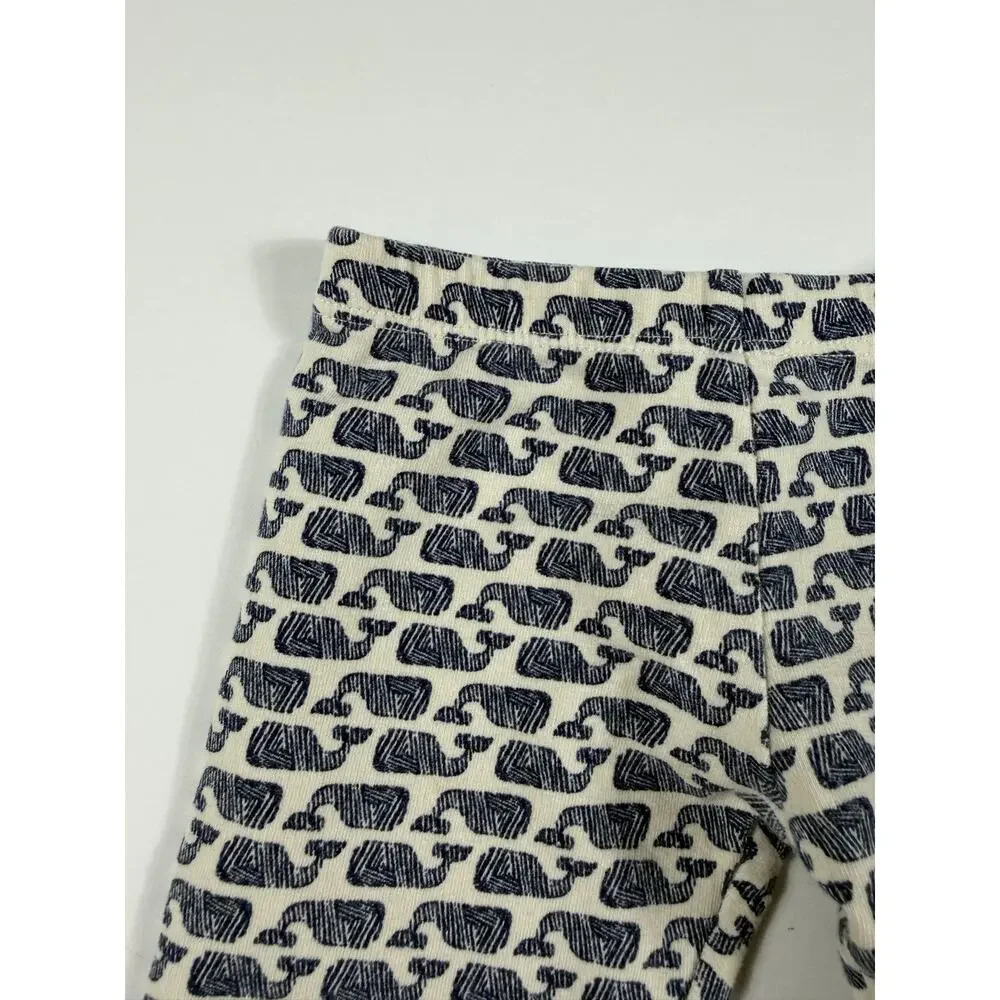 Vineyard Vines Whale Stripe Peplum Top & Whale Print Leggings Set Size 2